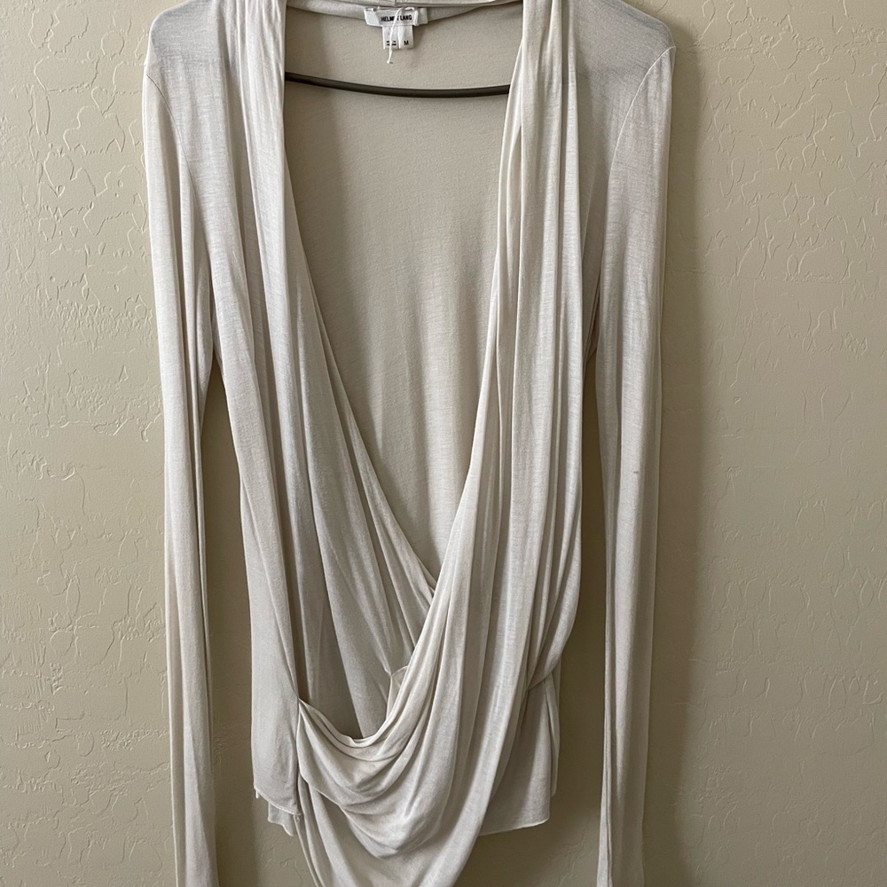 New Helmut Lang wrap modal too long sleeve M Beige